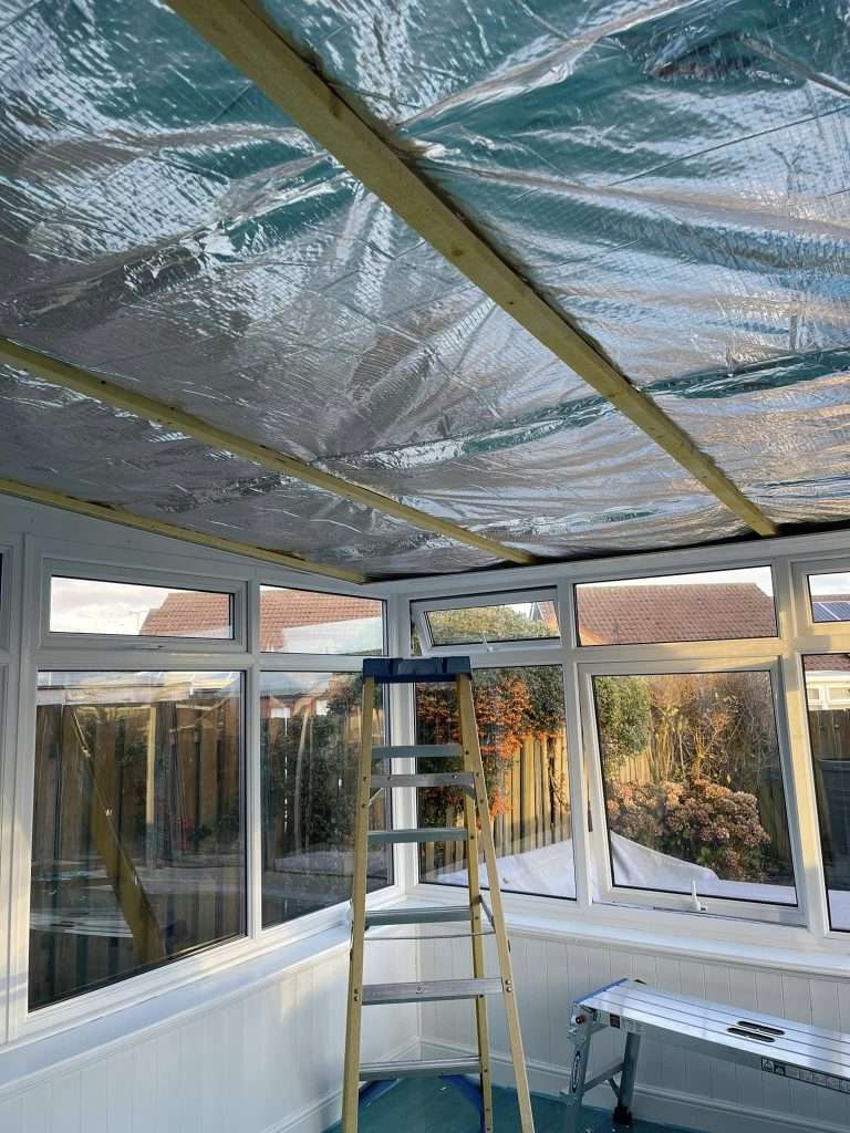 Modern insulated ceiling in a conservatory