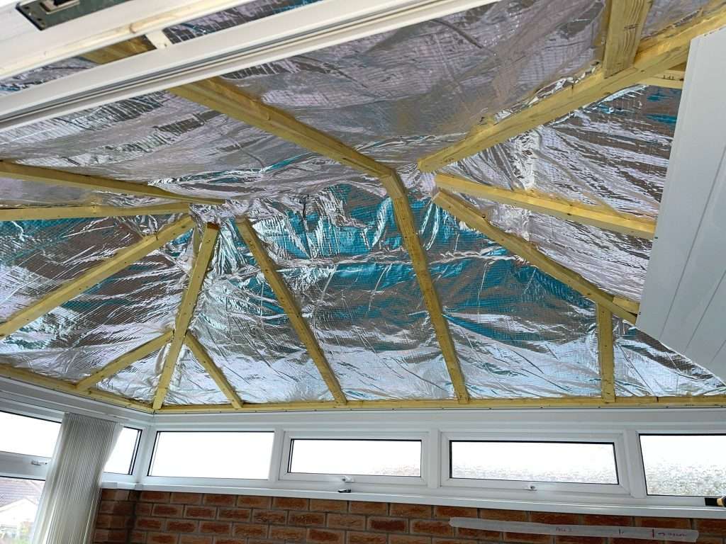 Ceiling transformed by internal insulation.