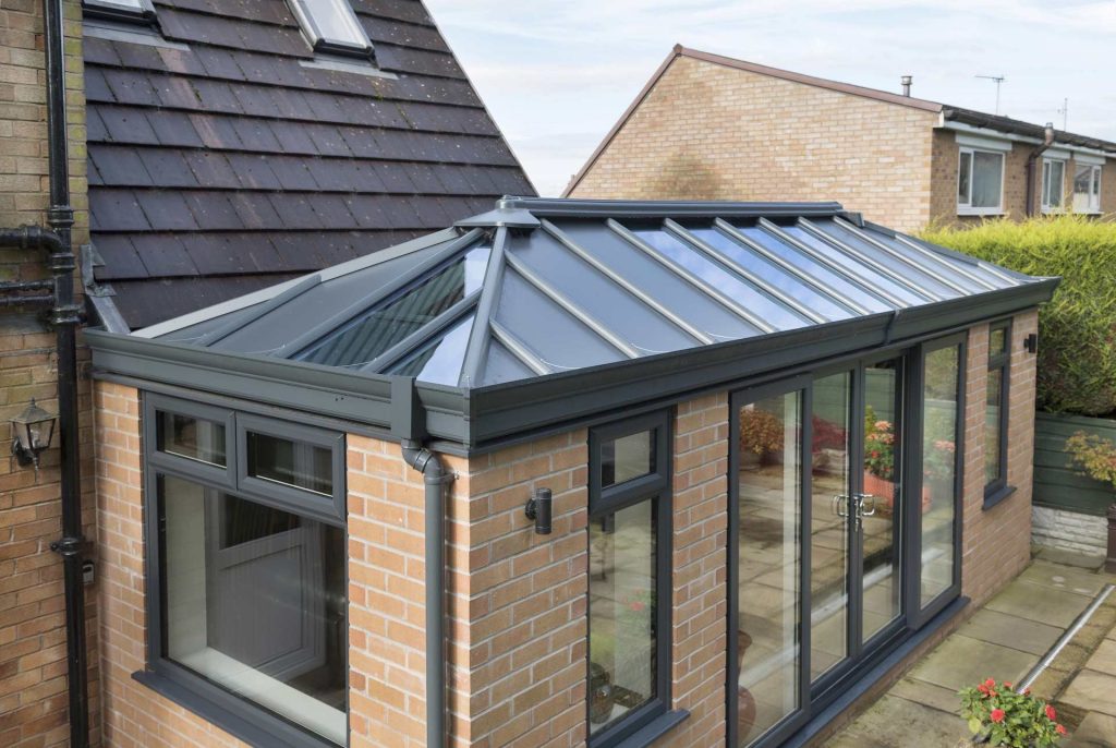 Conservatory interior featuring insulated panel roofs